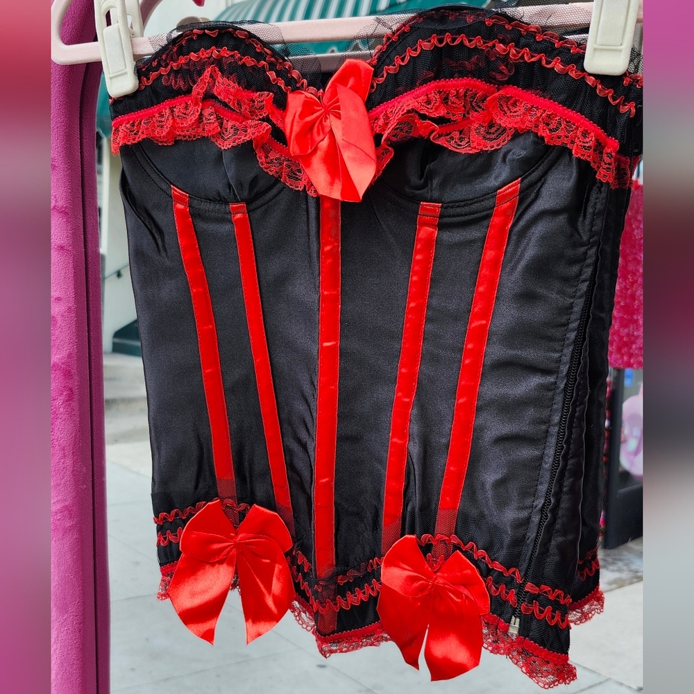 NWT! Black/Red Bustier Corset Top